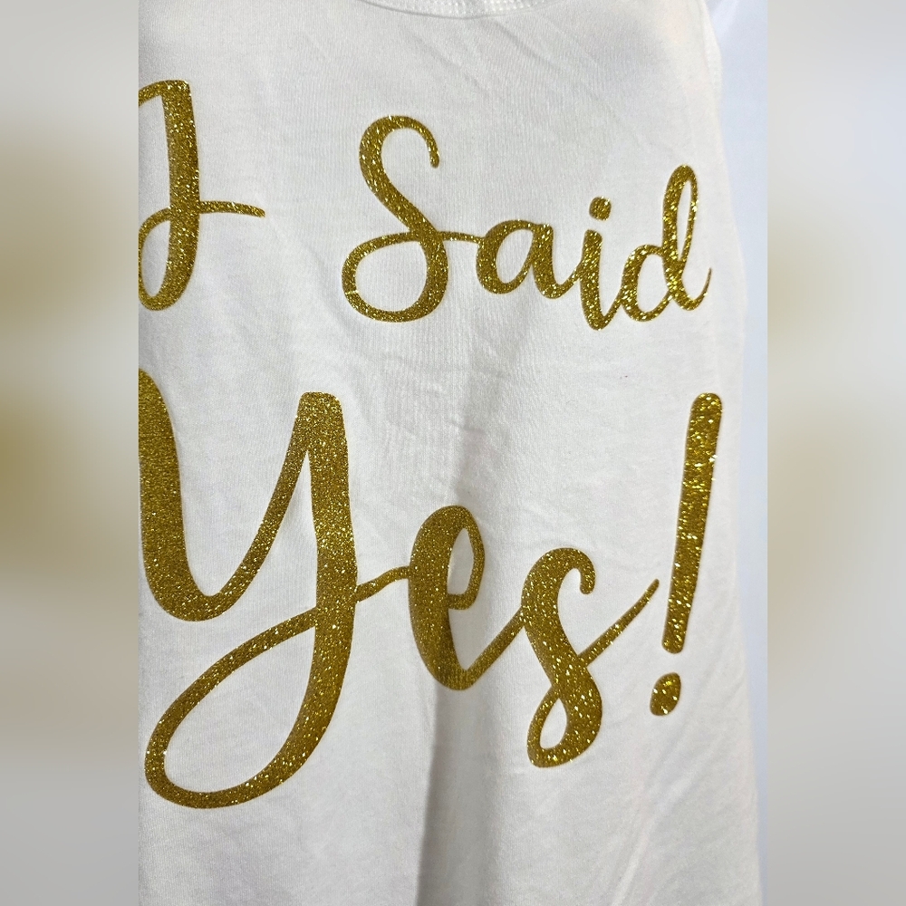 tank top white  gold glitter  I SAID YES   size L - Picture 11 of 11